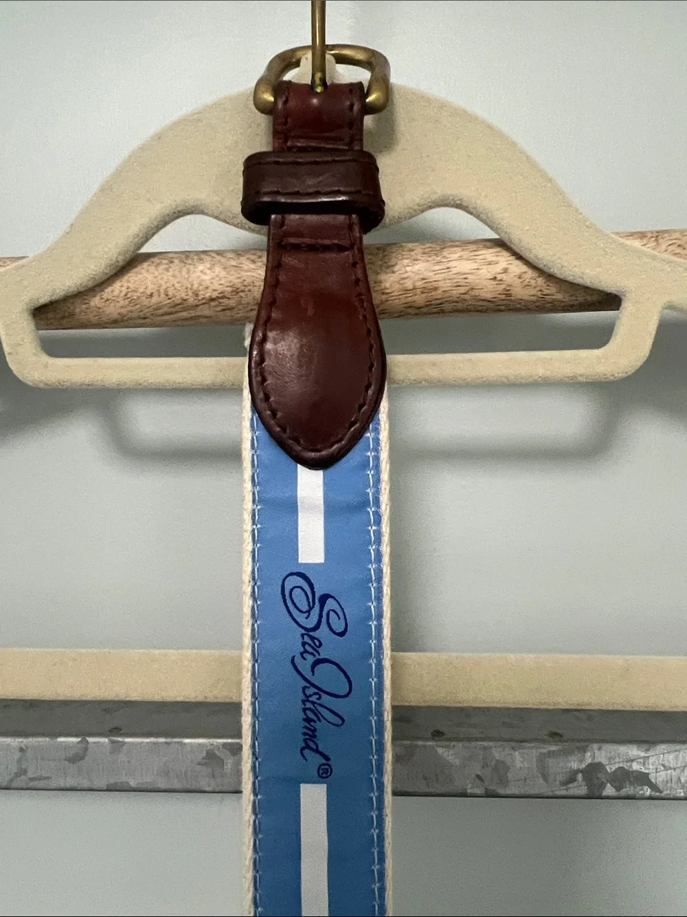 Youth, Sea Island, belt, blue and white size 28 ribbon belt